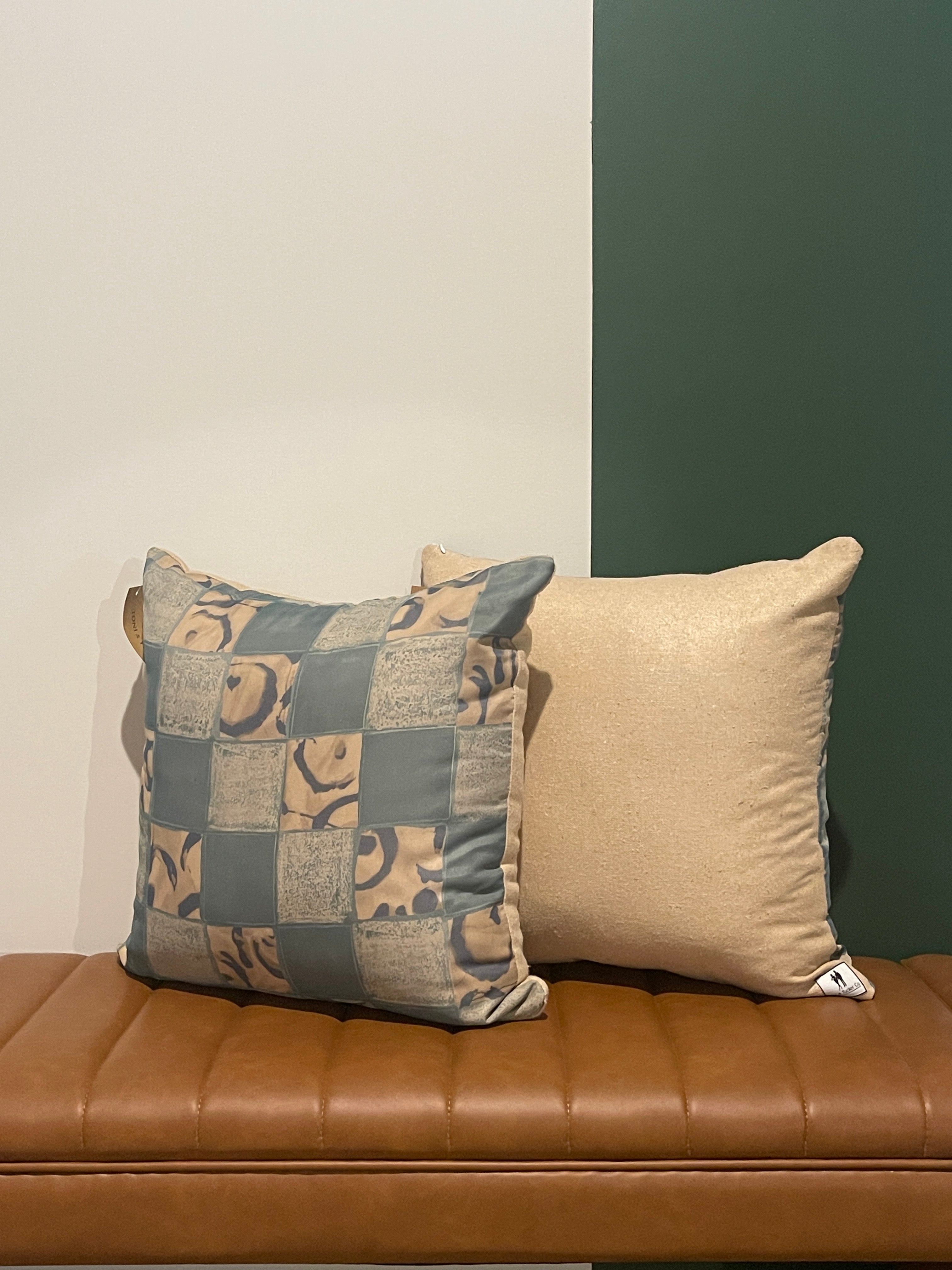 NFLB Home — Patch Pillow No. 02 (Cedar Blue Check)