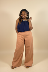 BH Soft Twill Easy Waist Pant in Desert Rose with an easy waistband and wide-leg silhouette for BH body types.