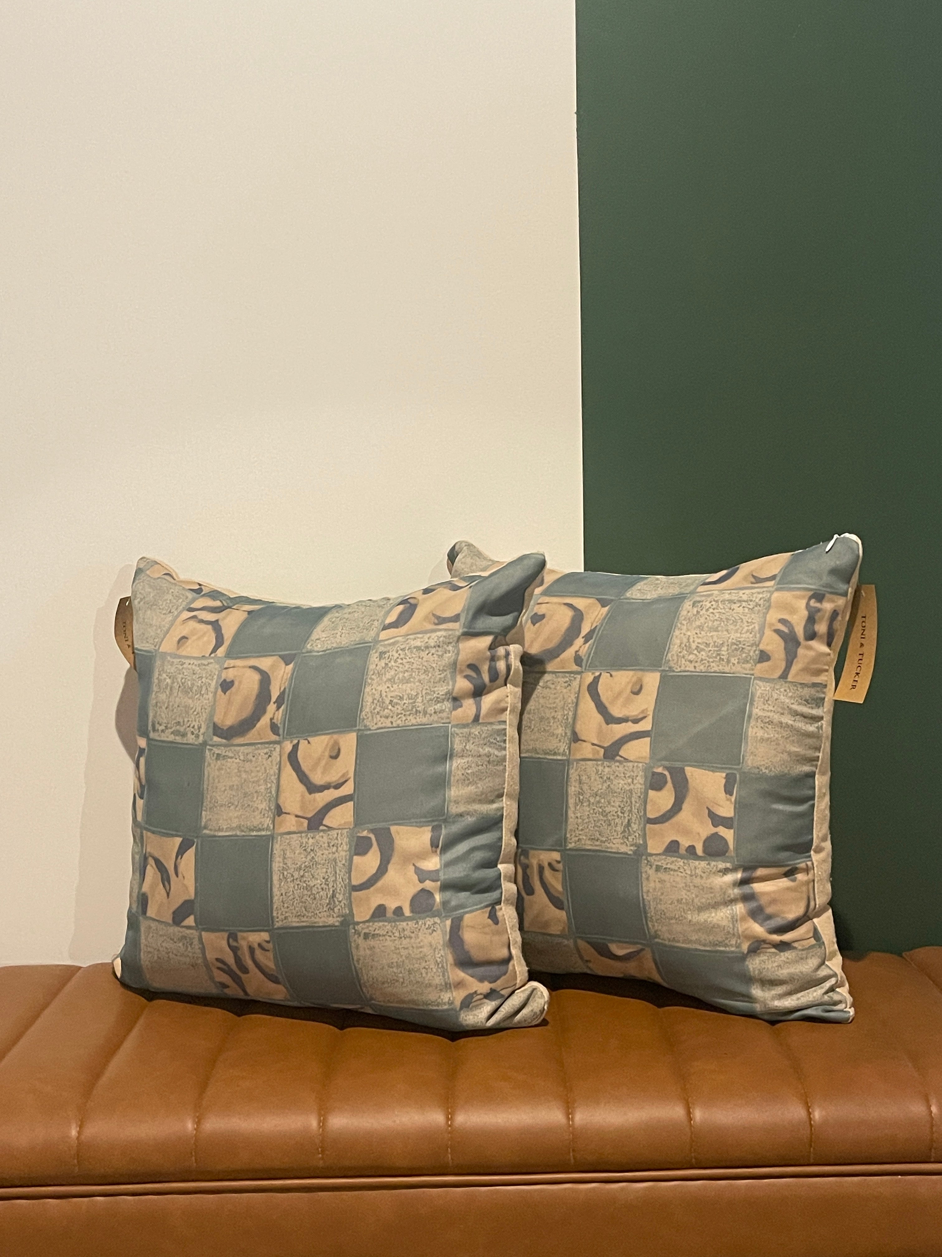 NFLB Home — Patch Pillow No. 02 (Cedar Blue Check)