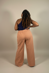 BH Soft Twill Easy Waist Pant in Desert Rose with a relaxed wide-leg shape and comfort-focused fit.