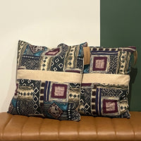 NO.003 Studio Pillow – Midnight Mosaic alternate view showing coordinating geometric patchwork pillows styled together.