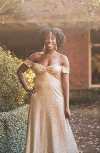 BH Leni dress front view in beige