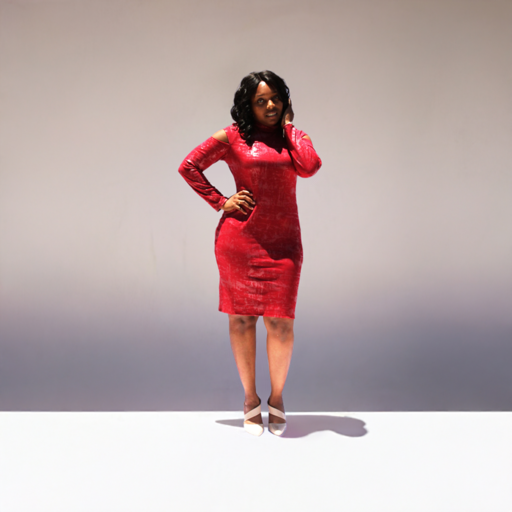 BH Tiffany Smeared Black Cherry Turtleneck Dress
