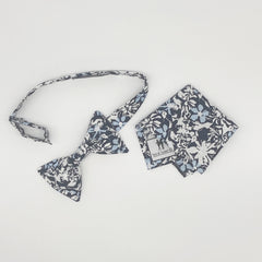 Tucker Double Bowtie- Sky Blue Graphic Floral