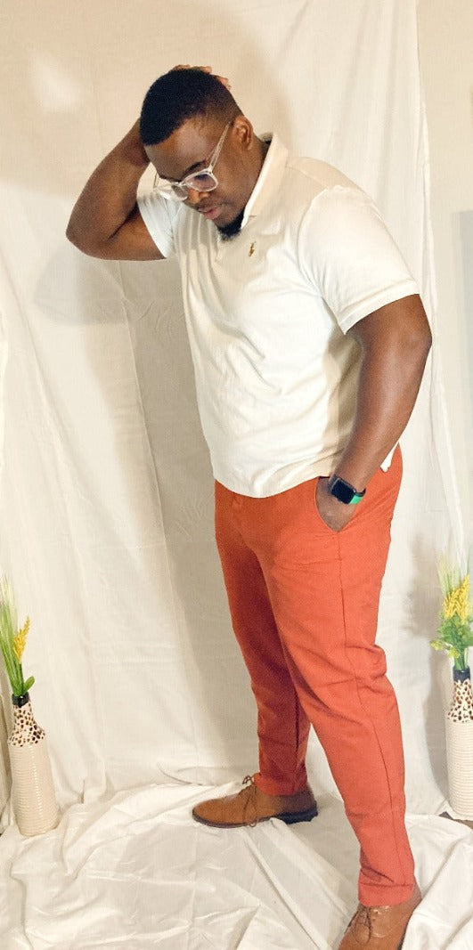 Tucker Athletic Tailored Slim Fit Pant-Rust- Side View 2