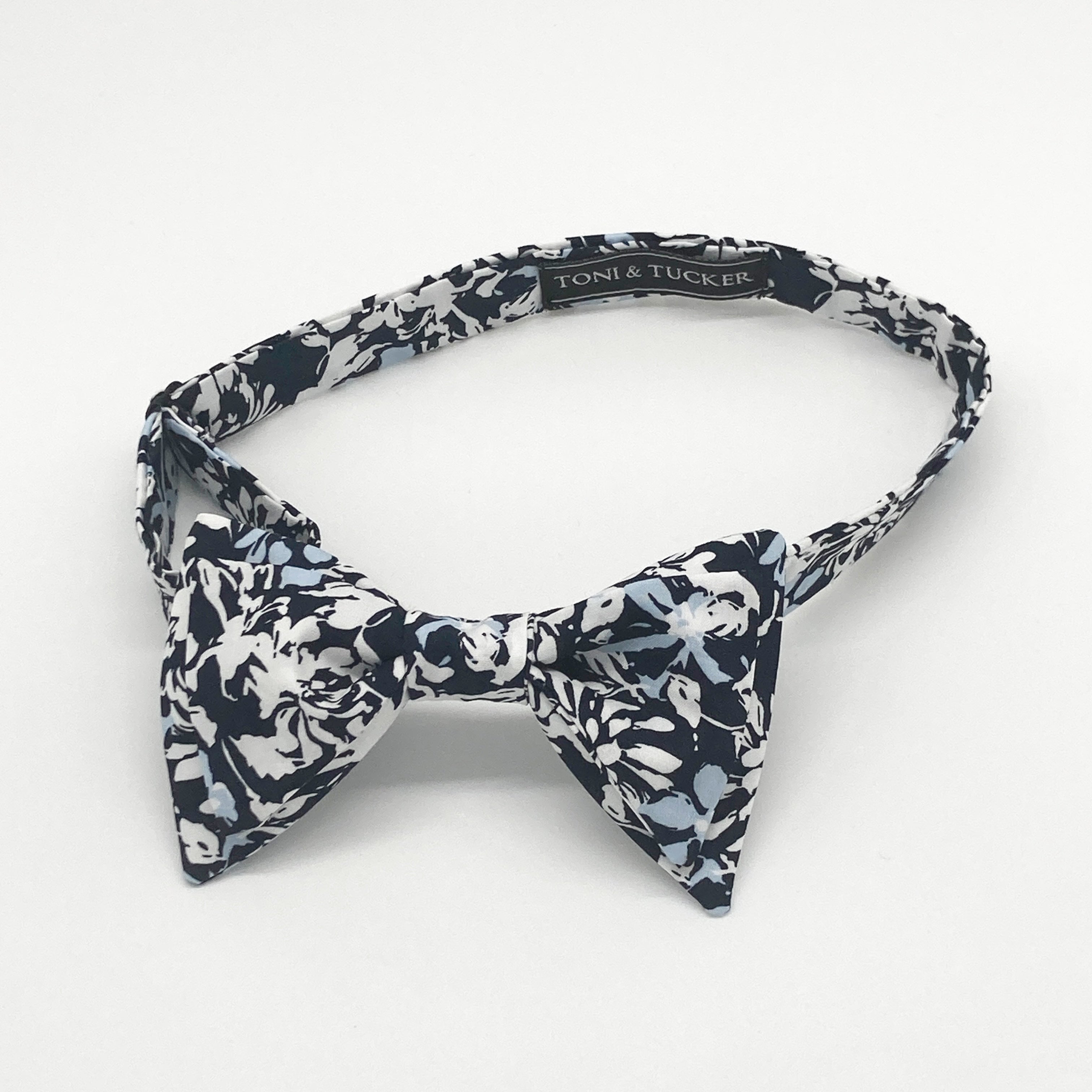 Tucker Double Bowtie- Sky Blue Graphic Floral
